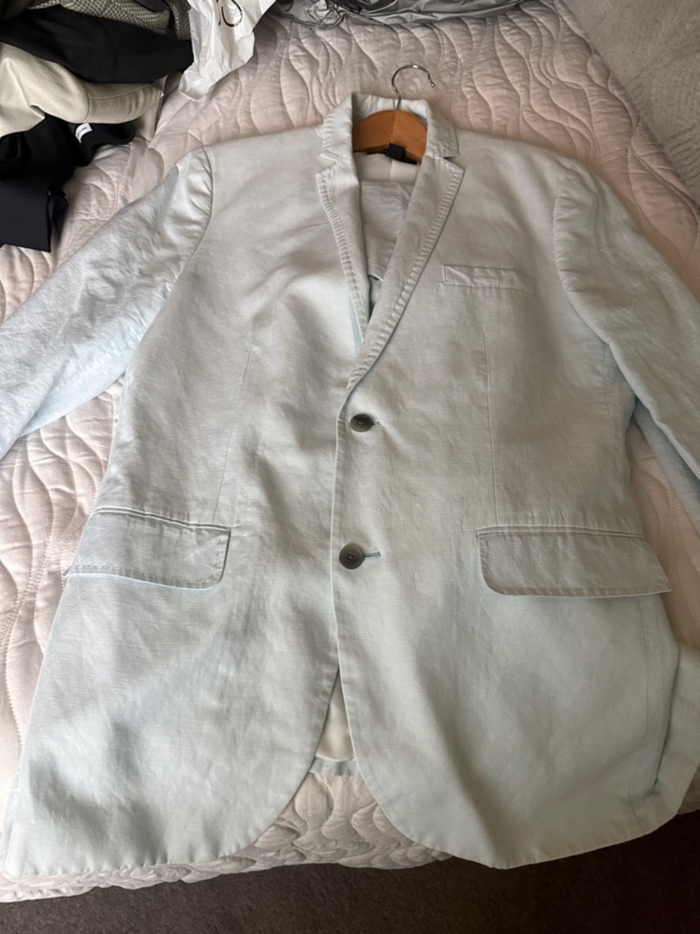 INC International Concepts Light Blue Linen Blazer with Satin Lining